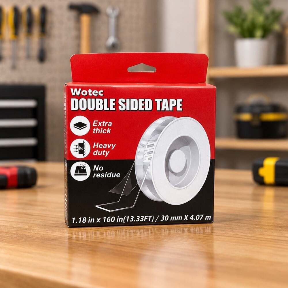 New in Pack Wotec Extra Thick Double Sided Tape Heavy Duty 1.18in x 160in Clear